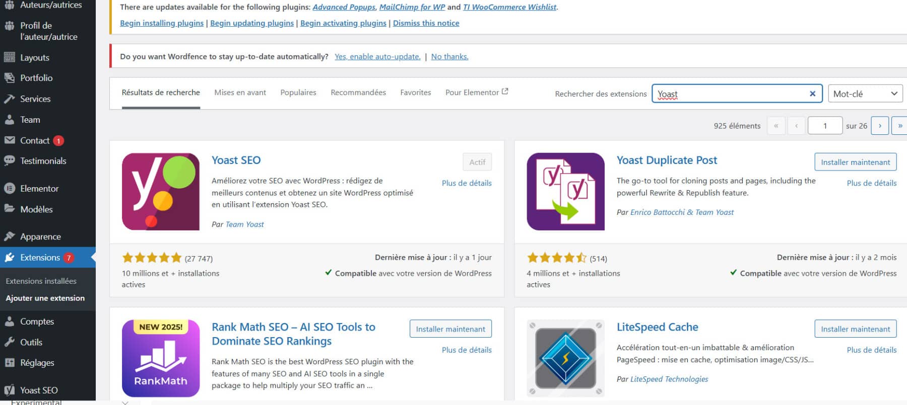 Yoast installation